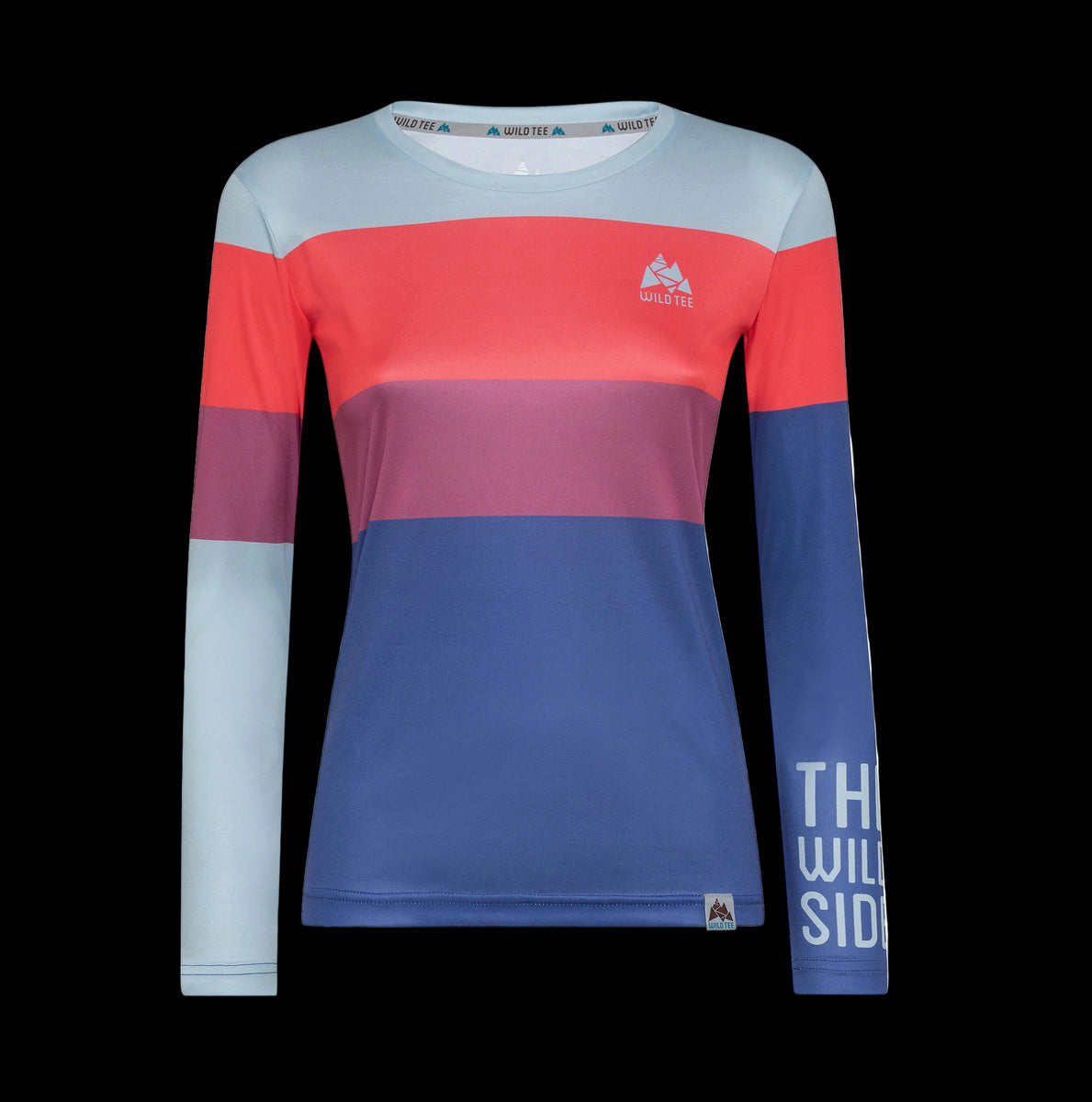 WILDTEE Colorblock Red Long Sleeve Tech اللون أسود أحمر طويل الأكمام ا ...